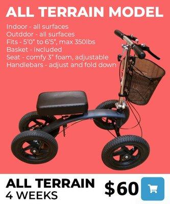 All Terrain Knee Scooter Specs - Knee Scooter Rentals Colorado Springs