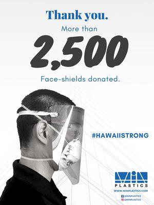 Donated 2500+ face shields, THANK YOU to everyone who helped make this possible :)