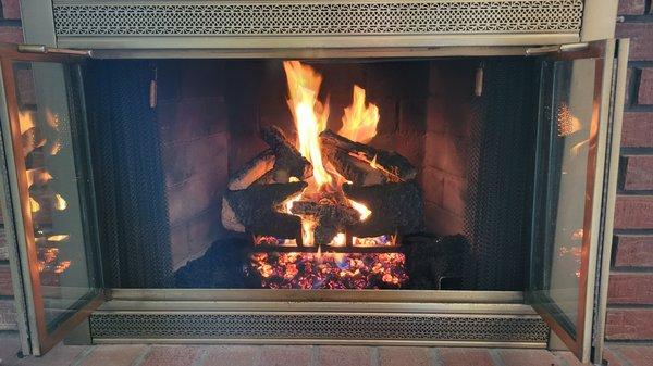 New gas insert in our existing wood burning fireplace.