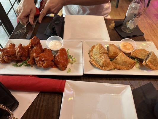 Empanadas and Buffalo wings