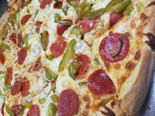 Sausage ,pepperoni green pepper pizza!