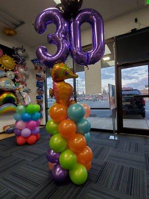 you decide on style, pick you color and giant 40" numbers are only 9.99ea with helium.