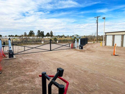 Exit gate area at National Self Storage in Deming, NM.