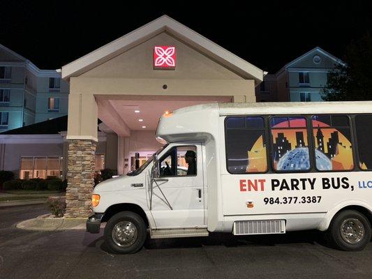 ENT Party Bus LLC, here to pick you up and get you to your destination(s) safely.