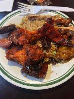 Wings, fried rice, sausage.