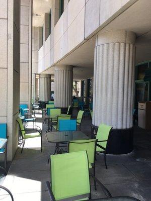 Outdoor seating is available, and comes in handy when you have a break from court