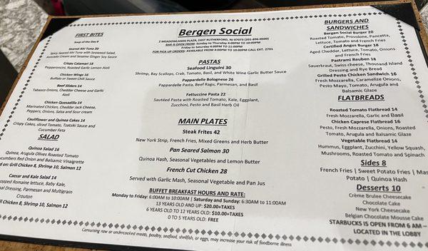 Updated menu