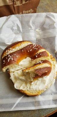 Pretzal bagel with cream cheese was amazing!!