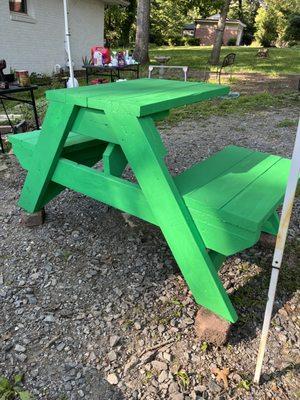 Custom green picnic table!