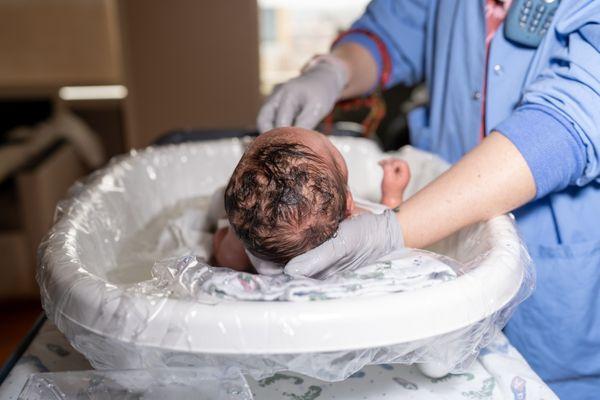 Baby's first bath