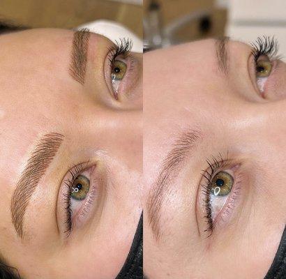 Microbladed coverup of old work. These gorgeous eyes deserved bold brows to frame!