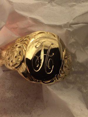 monogram in 14k gold ring