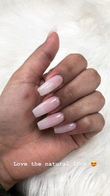 Milky acrylic nails- medium length