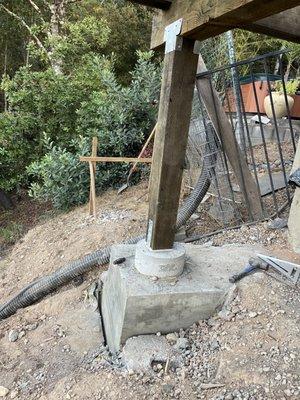 New concrete pilings for back deck