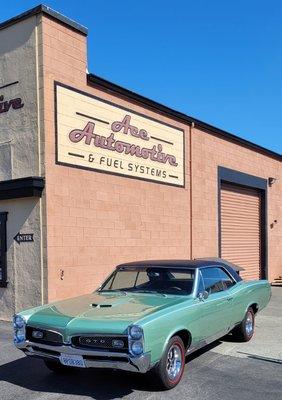 1967 GTO. We installed an all aluminum fuel injected 525 horsepower GM performance LS3 with aircondioning.