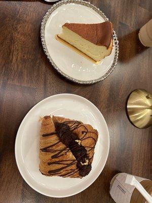 Basque cheesecake and chocolatw brownie croissant