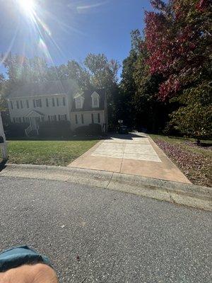 Front side of the home. Mowed and edged.