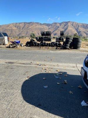 Of the tires that have been taken off cars