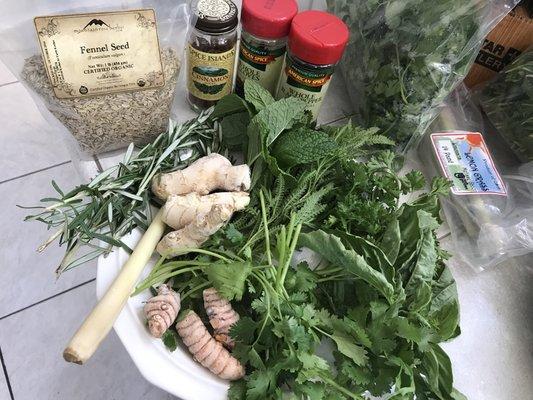 Fresh medicinal plants ready for making a fresh tea