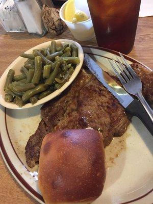 Ribeye and beans.