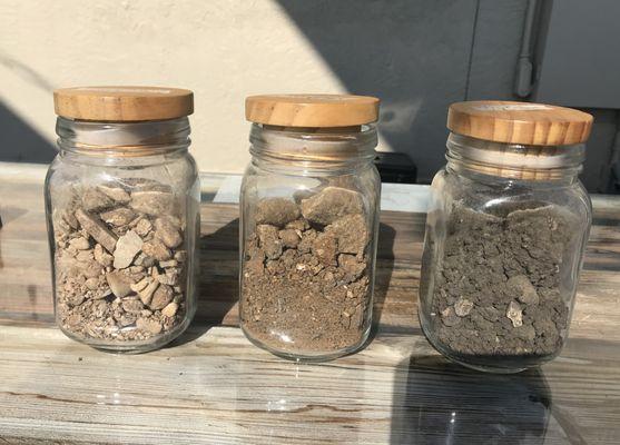 Vineyard soils (L-R): Chamise Shal & Loam, Tienna Loam, and Salinas Clay Loam.