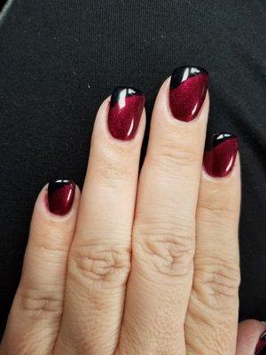 Red and black  gel over my acrylic fill.