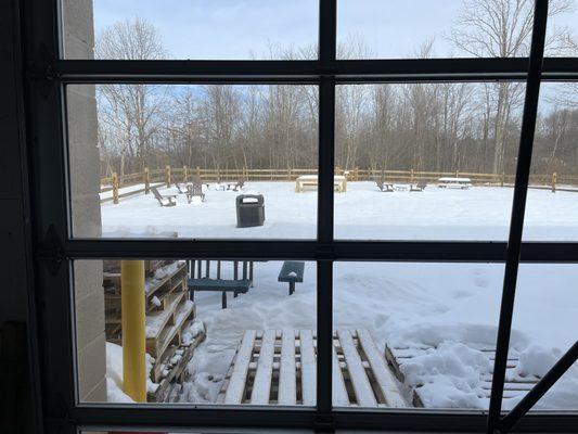 Backyard seating in winter