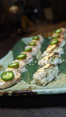 Aburi (Seared) Pressed Sushi | @sushitraveler