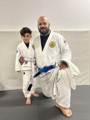 My son and I on our promotion together.