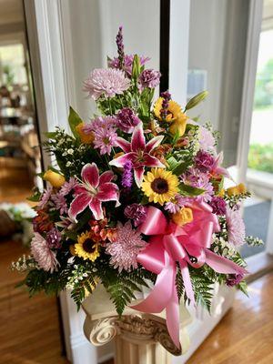 A gorgeous fluted funeral basket.