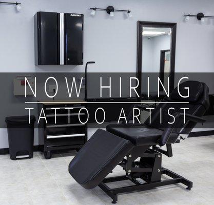 Currently looking for tattoo artists with existing portfolios. Contact for more info.