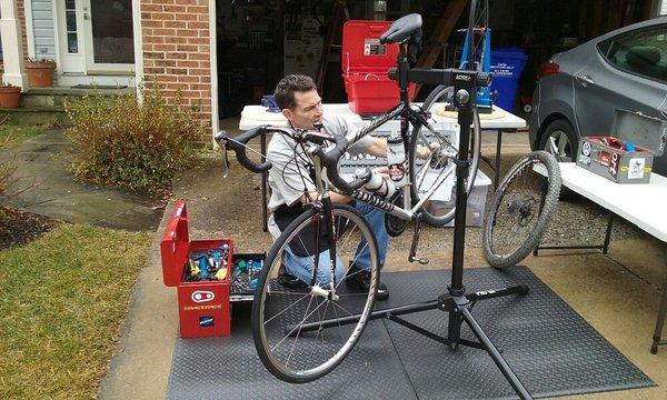 Rear derailleur adjustment for precise shifting.