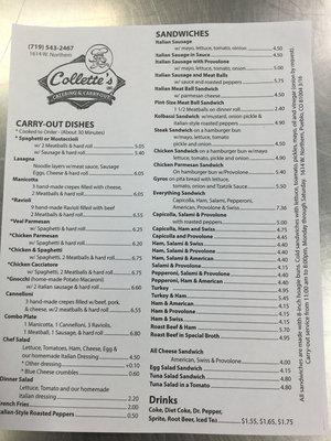 2018 carry out menu