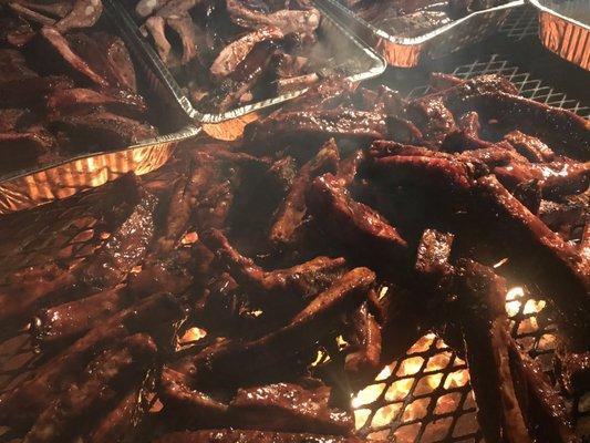 Sauced up ribs on the bbq