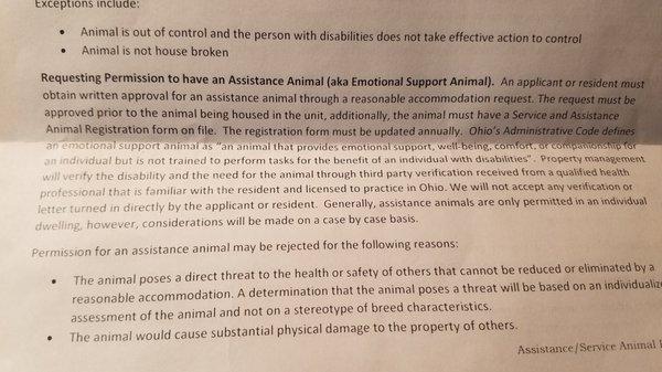 Their new pet policy March 2020 ASSISTANCE ANIMAL ARE NOT!!! THE SAME AS EMOTIONAL SUPPORT. CHN IS CONFUSING THEIR DRUGGED OUT RENTERS.