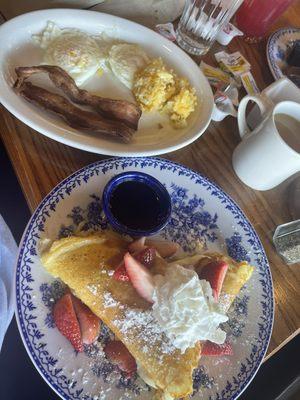 This is the stuffed cheesecake Pancake Breakfast. So delicious