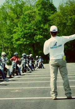 Our instructor, Dylan, conducting motorcycle exercises!