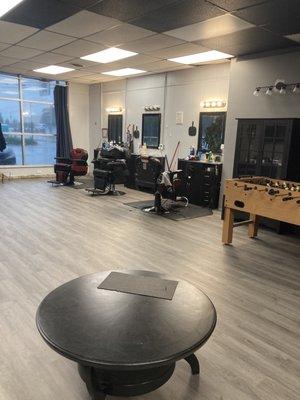 Waiting area/barber chairs