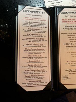 Happy hour menu August 2024