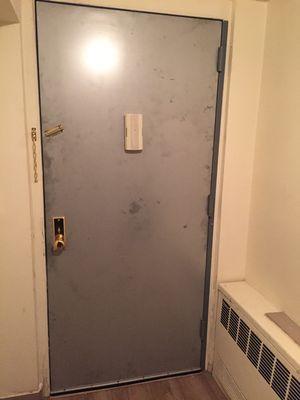 Apex installs new kalamein fire test door with custom Z angle frame with apartment hardware white plains New York