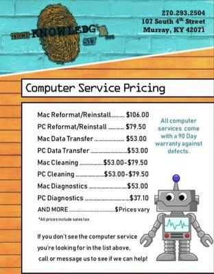 Computer Service Pricing