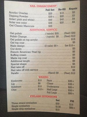 Services and prices second page