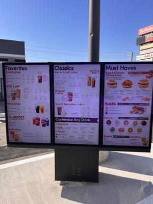 Drive thru menu