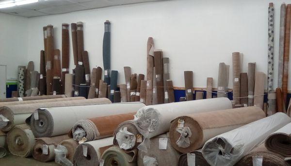 Warehouse full, of Carpet rolls and Carpet and Vinyl Rems