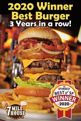 Best of SF Best Burger Winner 2020 3 years in a row!