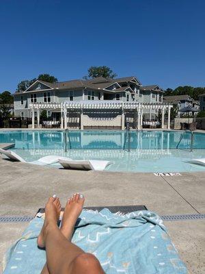 Relaxing poolside in our beautiful luxurious pool!