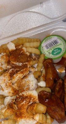 6pc honey bbq wings Cajun ranch fries