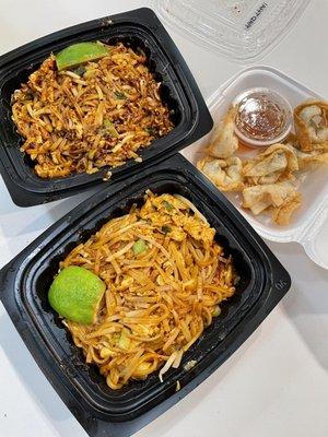 Pad Thai & krab wontons