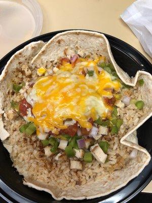 My chicken fajita bowl is amazing!