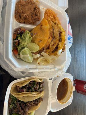 Birria plate & asada tacos